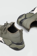 Nefes Alır Kalın Taban Bağcıklı Haki Kadın Spor Ayakkabı RSL-400 Kadın Sneaker Beınsteps Beinsteps RSL-400 22Y