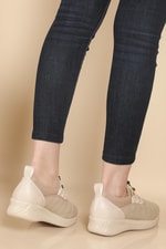 Nefes Alır Ortopedik Krem Kadın Ayakkabı Fanny Kadın Rahat / Confort Anatomik Beınsteps VARBA 802 Fanny Kadın Sneakers