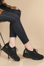 Nefes Alır Ortopedik Siyah Kadın Ayakkabı Fanny Kadın Rahat / Confort Anatomik Beınsteps VARBA 802 Fanny Kadın Sneakers