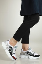 Nefes Alır Rahat Beyaz Siyah Unisex Spor Ayakkabı 5154 Unisex Günlük Spor Ayakkabı Conpax CONPAX 5154 UNİSEX SPOR AYAK