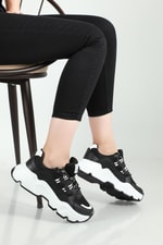 Nefes Alır Rahat Siyah Beyaz Kadın Spor Ayakkabı 142 Kadın Günlük Spor Ayakkabı Dark Step DARKSTEP 142 ZEN ANORAK SPOR