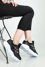 Nefes Alır Rahat Siyah Beyaz Kadın Spor Ayakkabı 144 Kadın Günlük Spor Ayakkabı Dark Step 