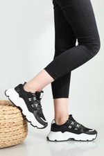 Nefes Alır Rahat Siyah Beyaz Kadın Spor Ayakkabı 142 Kadın Günlük Spor Ayakkabı Dark Step DARKSTEP 142 ZEN ANORAK SPOR