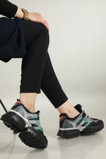 Nefes Alır Rahat Siyah Yeşil Unisex Spor Ayakkabı 5154 Unisex Günlük Spor Ayakkabı Conpax CONPAX 5154 UNİSEX SPOR AYAK