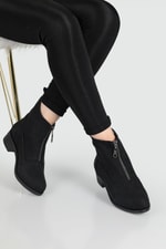 Önden Fermuarlı Günlük Rahat Siyah Zümrüt Kadın Bot S-22250 Kadın Günlük Conford Bot Carla Bella Carla Bella S-22250 22K