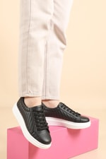 Ortopedik Siyah Beyaz Kadın Spor Ayakkabı HELİX Kadın Sneaker Beınsteps BEİNSTEPS Ş-04 HELİX