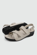 Ortopedik Taban Cırtlı Bej Kadın Sandalet VENEDİK-8 Kadın Düz Sandalet Ceyo CEYO VENEDİK-8 ZEN SANDALET