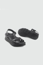 Ortopedik Taban Rahat Cırtlı Siyah Kadın Sandalet My Bella TVL-011 Kadın Düz Sandalet MY BELLA My Bella TVL-011 Kadın 26Y