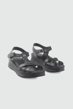 Ortopedik Taban Rahat Cırtlı Siyah Kadın Sandalet My Bella TVL-011 Kadın Düz Sandalet MY BELLA My Bella TVL-011 Kadın 26Y