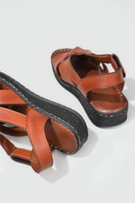Ortopedik Taban Rahat Cırtlı Taba Kadın Sandalet MM-E018 Kadın Düz Sandalet Cıtyzen Cityzen MM-E018 Sandalet 22Y