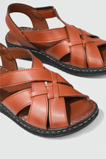 Ortopedik Taban Rahat Cırtlı Taba Kadın Sandalet MM-E018 Kadın Düz Sandalet Cıtyzen Cityzen MM-E018 Sandalet 22Y