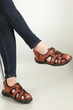 Outdoor Rahat Taba Erkek Sandalet N-052 Erkek Sandalet Wow Plus WOW PLUS NARİN 052 MER SANDALT
