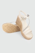 Platform Topuklu Krem Kadın Sandalet 503 Kadın Dolgu Topuklu Sandalet MyBella My Bella SP-503 Kadın 24Y