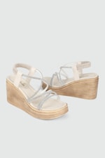 Platform Topuklu Krem Kadın Sandalet 531 Kadın Dolgu Topuklu Sandalet MyBella My Bella SP-531 Kadın 24y