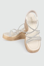 Platform Topuklu Krem Kadın Sandalet 531 Kadın Dolgu Topuklu Sandalet MyBella My Bella SP-531 Kadın 24y