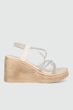 Platform Topuklu Krem Kadın Sandalet 531 Kadın Dolgu Topuklu Sandalet MyBella My Bella SP-531 Kadın 24y
