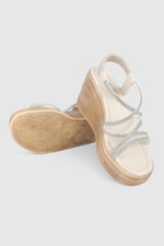 Platform Topuklu Krem Kadın Sandalet 531 Kadın Dolgu Topuklu Sandalet MyBella My Bella SP-531 Kadın 24y
