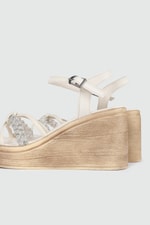 Platform Topuklu Krem Kadın Sandalet 504 Kadın Dolgu Topuklu Sandalet MyBella My Bella SP-504 Kadın 24Y
