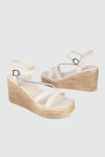 Platform Topuklu Krem Kadın Sandalet 503 Kadın Dolgu Topuklu Sandalet MyBella My Bella SP-503 Kadın 24Y
