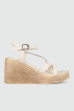 Platform Topuklu Krem Kadın Sandalet 503 Kadın Dolgu Topuklu Sandalet MyBella My Bella SP-503 Kadın 24Y
