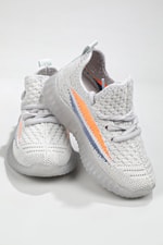 Rahat Cırtlı Gri Çocuk Spor Ayakkabı YEZZY Çocuk Günlük Spor Ayakkabı Cool COOL Yezzy Triko 22y