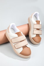Rahat Cırtlı Kaymaz Taban Bej Kahve Kadın Spor Ayakkabı LOWCAROLİNE Kadın Sneaker Beınsteps Beinsteps Low Caroline 22K