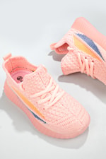 Rahat Cırtlı Pembe Çocuk Spor Ayakkabı YEZZY Çocuk Günlük Spor Ayakkabı Cool COOL Yezzy Triko 22y