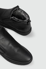 Rahat Comfort Kürklü Fermuarlı Siyah Floter Erkek Bot 102 Erkek Günlük Confort Bot FALCON FALCON 102 MER KÜRKLÜ BOT