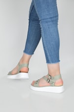 Rahat Günlük Zımbalı Mint Yeşil Kadın Sandalet S-22185 Kadın Düz Sandalet Carla Bella Cb S-22185 Sandalet 22y