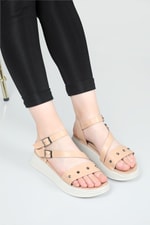 Rahat Günlük Zımbalı Nut Kadın Sandalet S-22185 Kadın Düz Sandalet Carla Bella Cb S-22185 Sandalet 22y