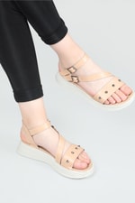 Rahat Günlük Zımbalı Nut Kadın Sandalet S-22185 Kadın Düz Sandalet Carla Bella Cb S-22185 Sandalet 22y