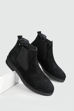 Rahat Hakiki Deri Lastikli Siyah Nubuk Erkek Bot 22K Erkek Günlük Confort Bot Wow Plus BOOTS 22K MER LIKRALI BOT