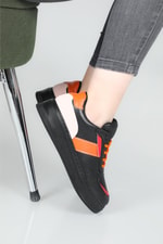 Rahat Nefes Alır Bağcıklı Siyah Oranj Kadın Spor Ayakkabı LANARA Kadın Sneaker Beınsteps Beinsteps 3020 Lanara 22Y