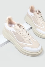 Rahat Nefes Alır Sneakers Bej Beyaz Kadın Spor Ayakkabı 153 Kadın Günlük Spor Ayakkabı Dark Step DARKSTEP 153 ZEN SPOR AYAK