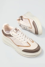 Rahat Nefes Alır Sneakers Bej Taba Kadın Spor Ayakkabı 153 Kadın Günlük Spor Ayakkabı Dark Step DARKSTEP 153 ZEN SPOR AYAK