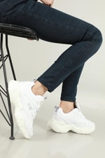 Rahat Nefes Alır Sneakers Beyaz Gri Gümüş Kadın Spor Ayakkabı Z025DM Kadın Sneaker Osaka OSAKA Z025DM Kadin Sneakers