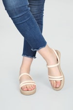 Rahat Taban Düz Bej Kadın Sandalet S-22200 Kadın Düz Sandalet Carla Bella Carla Bella S-22200 22y