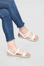 Rahat Taban Düz Beyaz Kadın Sandalet S-22200 Kadın Düz Sandalet Carla Bella Carla Bella S-22200 22y