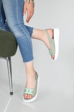 Rahat Taban Düz Mint Yeşil Kadın Sandalet S-22190 Kadın Düz Sandalet Carla Bella Carla Bella S-22190 22y