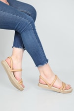 Rahat Taban Düz Nut Kadın Sandalet S-22200 Kadın Düz Sandalet Carla Bella Carla Bella S-22200 22y