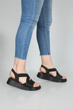 Rahat Taban Düz Siyah Kadın Sandalet S-22195 Kadın Düz Sandalet Carla Bella Carla Bella S-22195 22Y