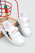 Resim Baskılı Cırtlı Beyaz Kırmızı Çocuk Spor Ayakkabı RESİMLİ Çocuk Sneaker Beınsteps Beinsteps Resimli Çocuk Spor