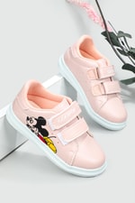 Resim Baskılı Cırtlı Pembe Beyaz Çocuk Spor Ayakkabı RESİMLİ Çocuk Sneaker Beınsteps Beinsteps Resimli Çocuk Spor