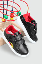 Resim Baskılı Cırtlı Siyah Kırmızı Çocuk Spor Ayakkabı RESİMLİ Çocuk Sneaker Beınsteps Beinsteps Resimli Çocuk Spor