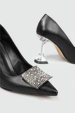 Şeffaf 9 cm Topuk Tokalı Siyah Kadın Ayakkabı EM-503 Kadın Stiletto Carla Bella MY BELLA EM-503 Kadın 22Y