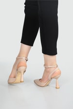 Sivri Burun 7 Cm Kadeh Topuklu Stiletto Nut Kadın Ayakkabı Ç-002 Kadın Stiletto Carla Bella My Bella Ç-002 22Y