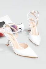 Sivri Burun 7 Cm Kadeh Topuklu Stiletto Beyaz Kadın Ayakkabı Ç-002 Kadın Stiletto Carla Bella My Bella Ç-002 22Y