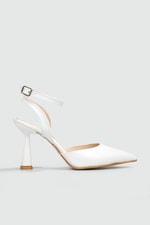 Sivri Burun 7 Cm Kadeh Topuklu Stiletto Beyaz Kadın Ayakkabı Ç-002 Kadın Stiletto Carla Bella My Bella Ç-002 22Y