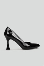 Sivri Burun 9 Cm Kadeh Topuklu Stiletto Siyah Rugan Kadın Ayakkabı Seray07 Kadın Günlük Ayakkabı Carla Bella CARLA BELLA SR-07-2 Stiletto