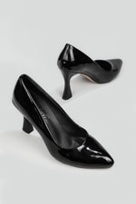 Sivri Burun 9 Cm Kadeh Topuklu Stiletto Siyah Rugan Kadın Ayakkabı Seray07 Kadın Günlük Ayakkabı Carla Bella CARLA BELLA SR-07-2 Stiletto